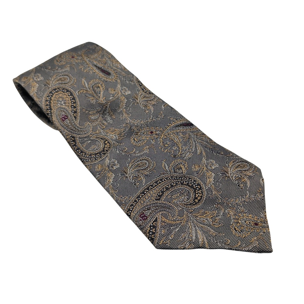 Lauren Ralph Lauren Tie Mens Grey Paisley Classic Silk Hand Finished Woven